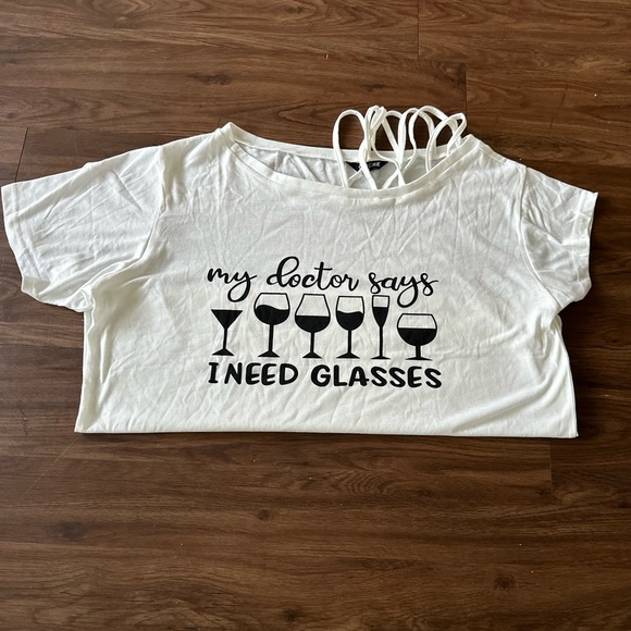 SUPER CUTE OFF THE SHOULDER TEE size XL NWT - Picture 3 of 3